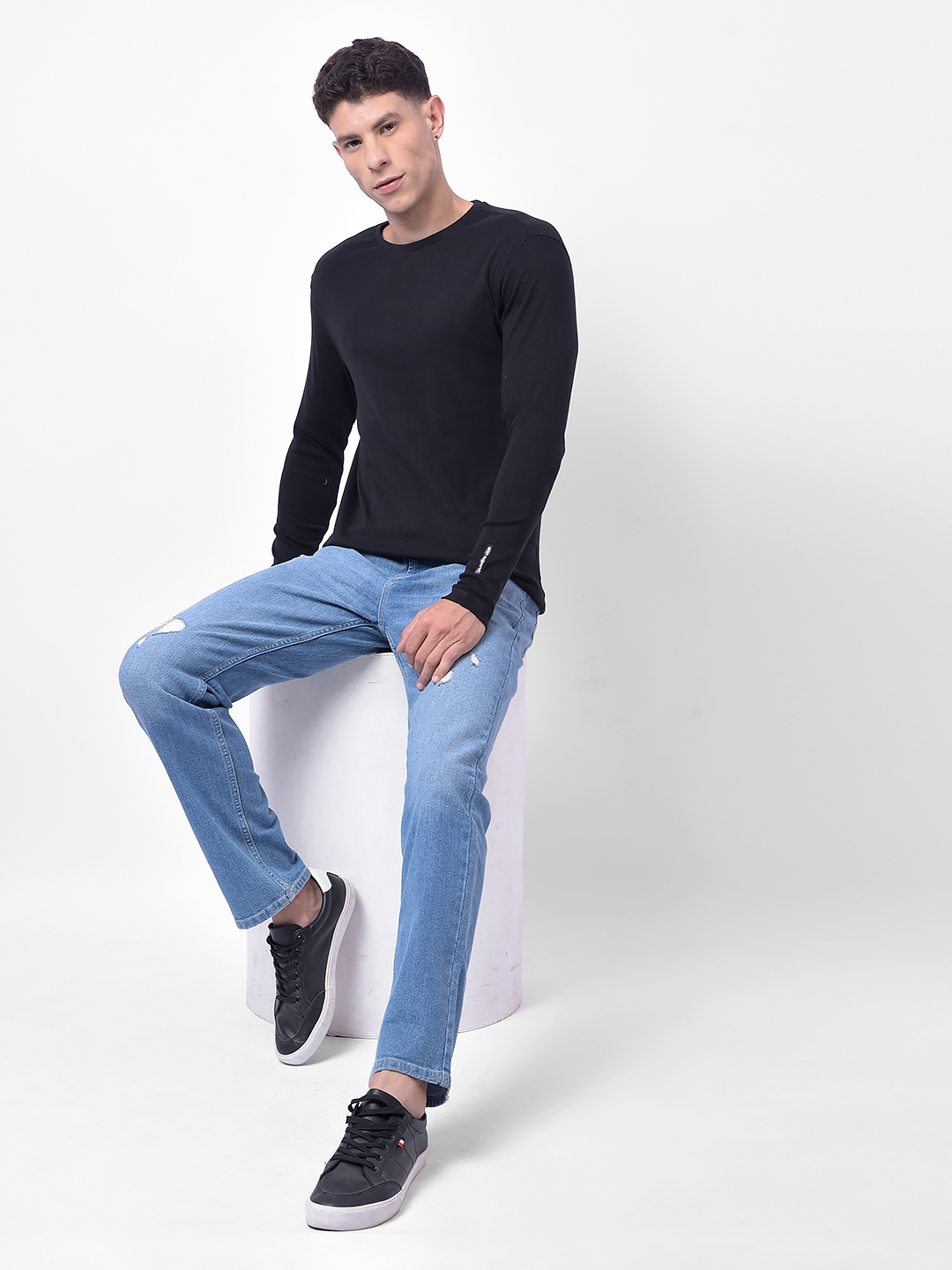 Numero Uno Men Black Crew Neck Slim Fit T-Shirt